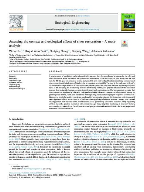 Assessing the context and ecological effects of river restoration – A ... - raincitystudios.com
