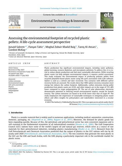 Assessing the environmental footprint of recycled plastic pellets: A ... - raincitystudios.com