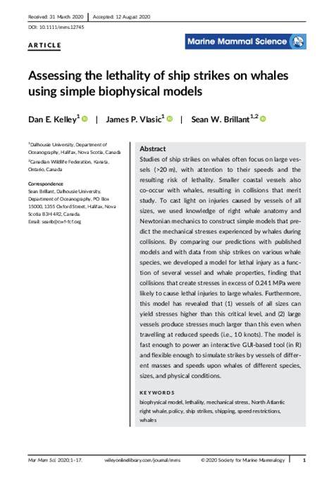 Assessing the lethality of ship strikes on whales using simple ... - raincitystudios.com