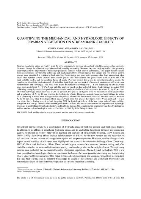Assessing the mechanical effects of vegetation on the stability of ... - raincitystudios.com
