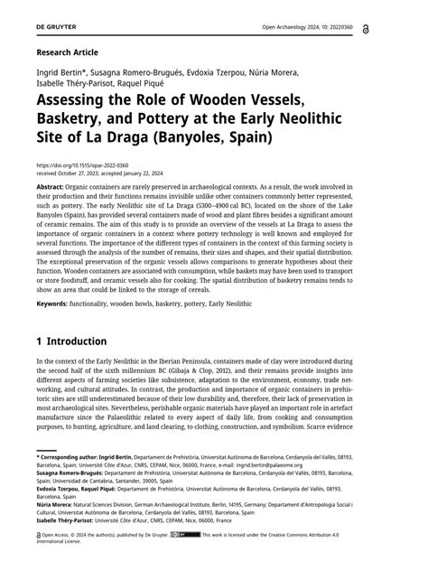 Assessing the Role of Wooden Vessels, Basketry, and … - wintechmobiles.com