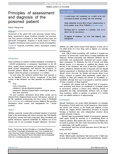 Assessment and diagnosis of the poisoned patient - ScienceDirect - wintechmobiles.com