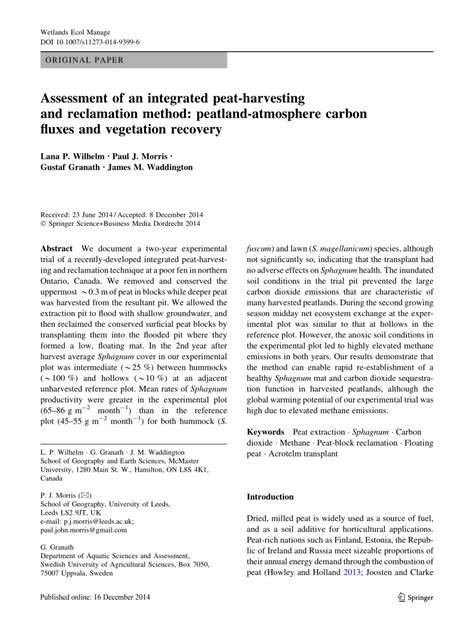 Assessment of an integrated peat-harvesting and reclamation method ... - raincitystudios.com