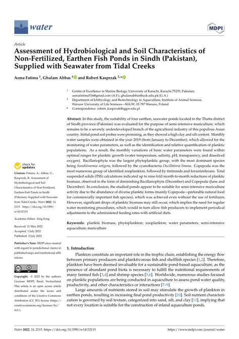 Assessment of Hydrobiological and Soil Characteristics … - raincitystudios.com