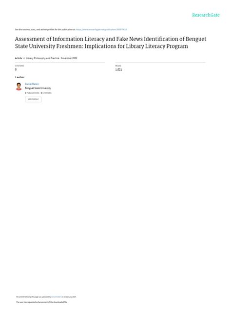 Assessment of Information Literacy and Fake News Identification of ... - coolestguyplanet.net