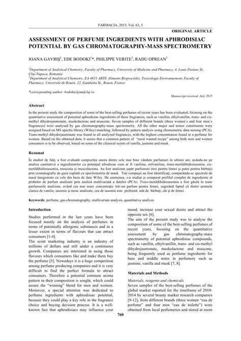 Assessment of perfume ingredients with aphrodisiac … - wintechmobiles.com