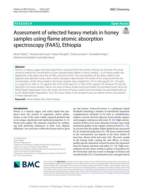 Assessment of selected heavy metals in honey samples using flame atomic ... - wintechmobiles.com