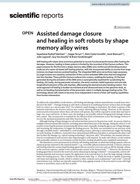 Assisted damage closure and healing in soft robots by shape memory ... - wintechmobiles.com