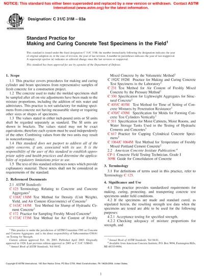 ASTM C31 Making and Curing Concrete Test Specimens in the Field