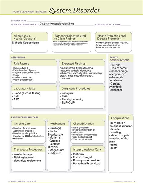 ATI System Disorder DKA ACTIVE LEARNING TEMPLATES System Disorder
