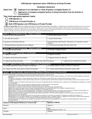 ATM Operator Agreement Andor ATM Source of Funds Form Fill Out and