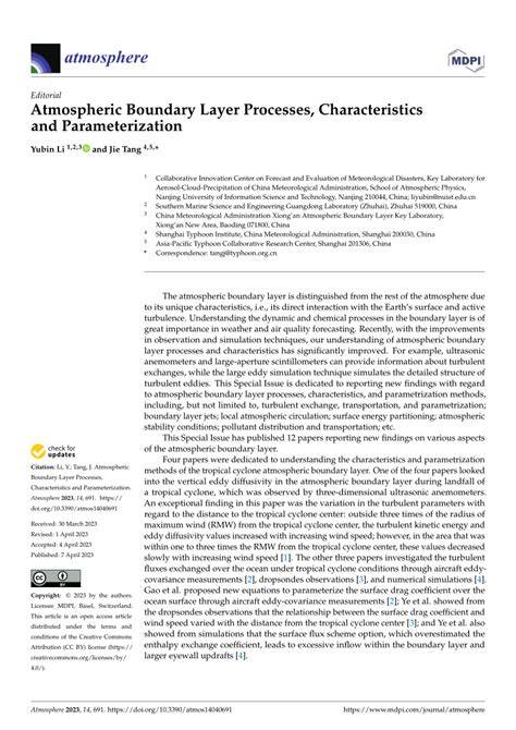 Atmospheric Boundary Layer Processes, Characteristics and ... - raincitystudios.com