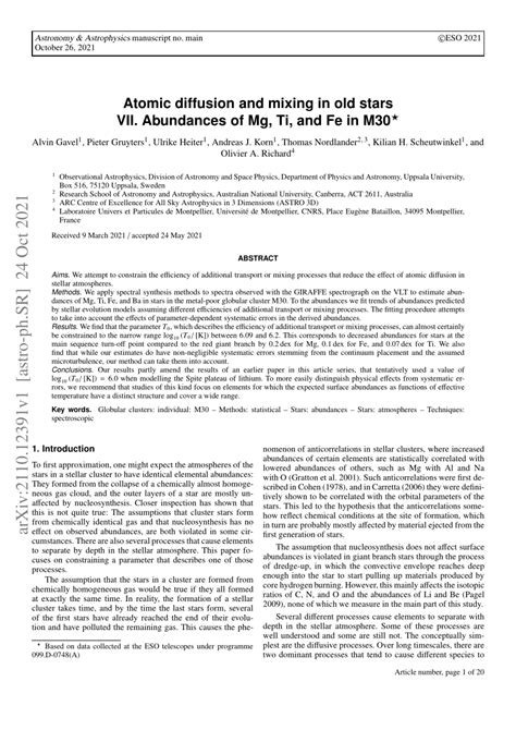 Atomic diffusion and mixing in old stars: VII ... - ResearchGate - muktibox.com