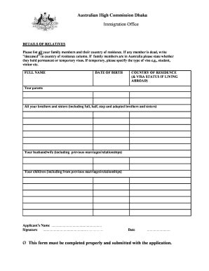 AU Details of Relatives Form Fill and Sign Printable Template Online US Legal Forms