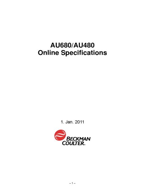 AU680 AU480 Instrument Online Specification Jan1 2011v9