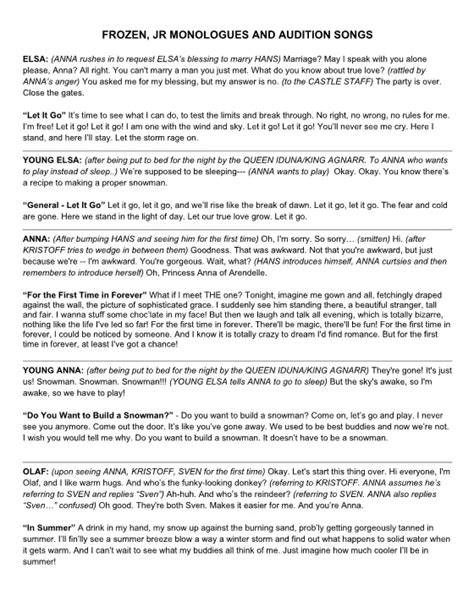 Audition Songs for Frozen - By Character | Theatre Trip - muktibox.com