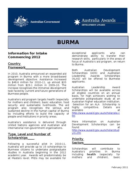 AUS aid Ministerial Statement on Burma