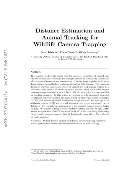Automated distance estimation for wildlife camera trapping - muktibox.com