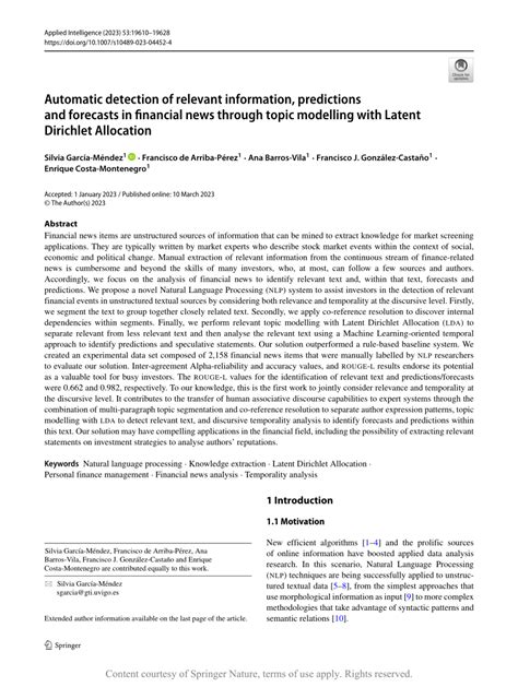 Automatic detection of relevant information, predictions and forecasts ... - coolestguyplanet.net