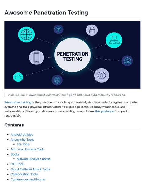 Awesome Penetration Testing - GitHub - coolestguyplanet.net