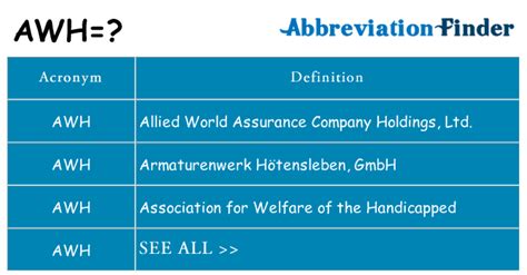 AWH Meanings What Does AWH Stand For? - All Acronyms