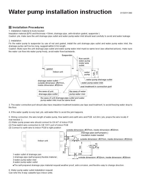 AWater pump installation instruction