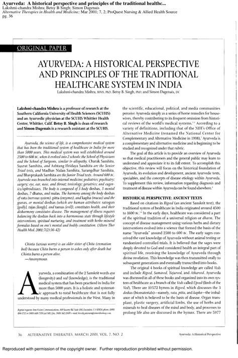 Ayurveda: a historical perspective and principles of the traditional ... - wintechmobiles.com