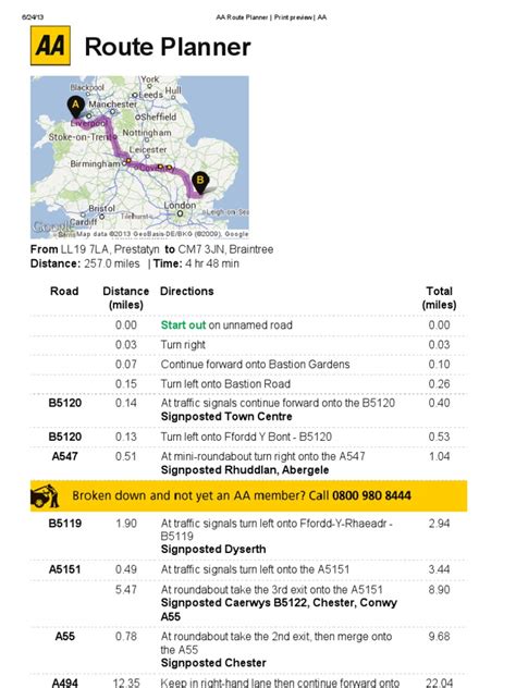 Because the RAC route planner is controlled from England, it is possi