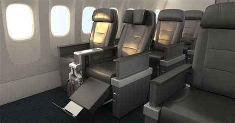 Aa premium economy. On the Boeing 777-300ER, the 28 recliners in the premium economy cabin are arranged in a 2-3-2 layout, with each seat measuring 18.5" inches wide. Compared to the tight 3-4-3 configuration in coach, this is a massive improvement. If you fly American with any regularity and think these premium economy loungers … 
