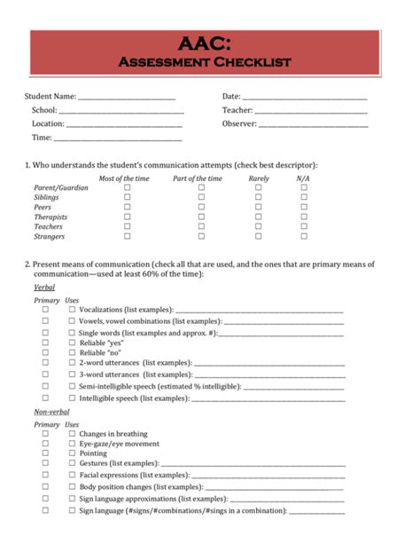 Aac Evaluation Template