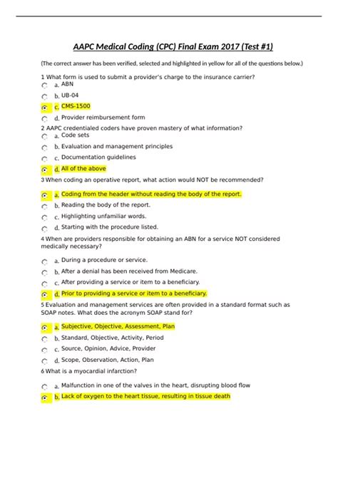 Aapc Medical Coding Midterm Exam With Answers
