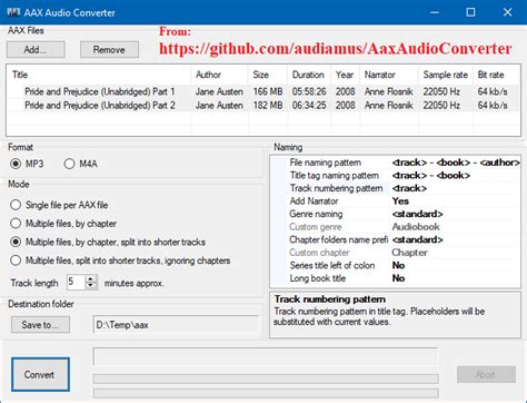 Aax to mp3. Dec 1, 2023 · The best way to get MP3 from Audible files is to use a smart and professional Audible book converter. Fortunately, there are many such tools on the market. AudFree Audible to MP3 Converter, AudKit Audible AAX Converter, and OpenAudible are undoubtedly the top three best among them. Unlike other common converters, they are able to convert ... 