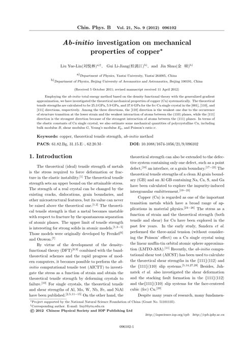 Ab initio investigation on mechanical properties of copper pdf