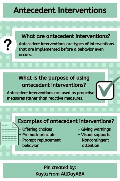 Answer : In order to understand Antecedent Based Intervention (ABI), it is first important to understand three term contingency. While it sounds complicated, the three term contingency is most easily understood through the ABCs. The ABCs, in this case, stand for antecedent, behavior, and consequence. The antecedent is what happens directly ... . 