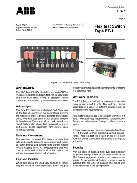 Abb Test Switch Catalog PDF Electrical Connector Switch