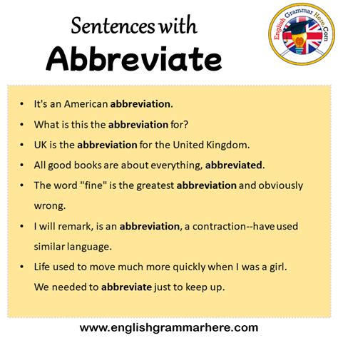 Abbreviation in a sentence: abbreviation sentence examples