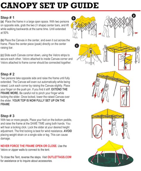 Your gazebo should come with a frame, canopy, stakes, and ropes. Assembly Instructions: Follow the manufacturer’s instructions carefully to assemble your gazebo. Most pop up gazebos are relatively easy to set up, but you’ll still want to take your time and make sure everything is secure..