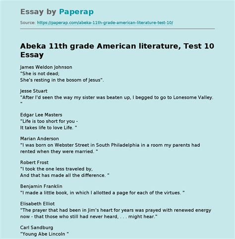 Abeka american literature test 10. The American Society for Testing Materials (ASTM) standards have been around since 1898, and it is one of the biggest standard development organizations in the world, according to ... 