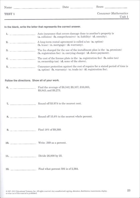 Abeka consumer math test 11. Formats 15 Others Also Purchased. This Quiz & Test key accompanies the sold-separately Consumer Mathematics in Christian Perspective Tests and Quizzes and contains a copy of the quiz and test book with answers and suggested point values. Grades 9-12. Buy Item $21.30. 