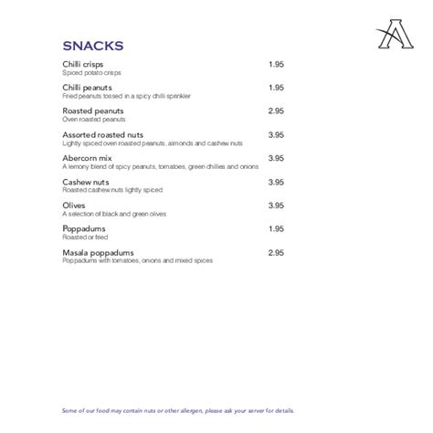 Abercorn Food Menu pdf