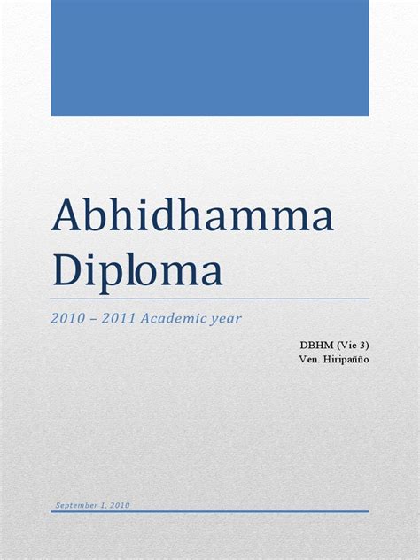 Abhidhamma Diploma 2010 2011
