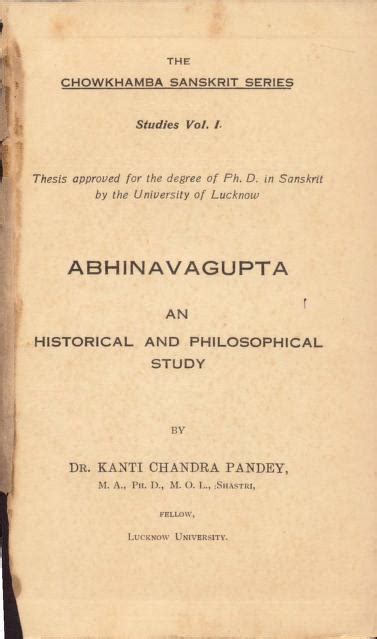 Abhinavagupta an Historical and Philosophical Study K C Pandey