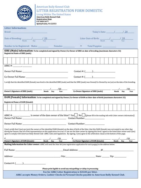 Abkc litter registration form. Things To Know About Abkc litter registration form. 