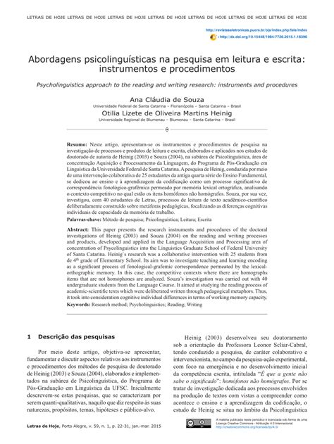 Abordagens psicolinguísticas na pesquisa em leitura e …