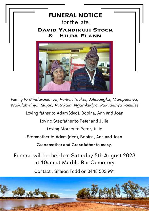Aboriginal funerals notices tomorrow.  Click on a name to view more information...