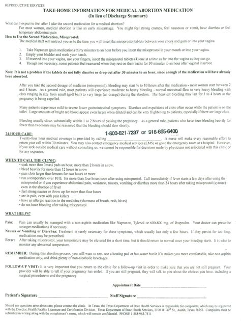 Abortion Discharge Papers Form Fill Out and Sign Printable PDF