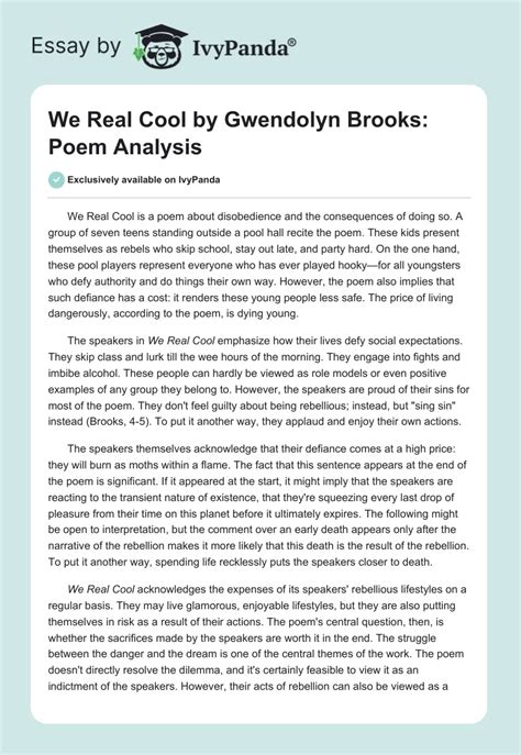 About Gwendolyn Brooks - Poem Analysis