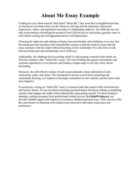 About Me Paper Example Awesome All About Myself Essay Examples