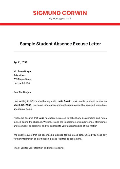 Absence excuse for school sample.  [Insert school or system letterhead] .  ...