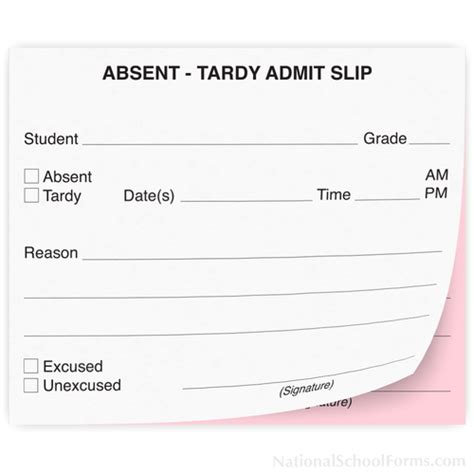 AbsenceTardy Admit Slip School Forms